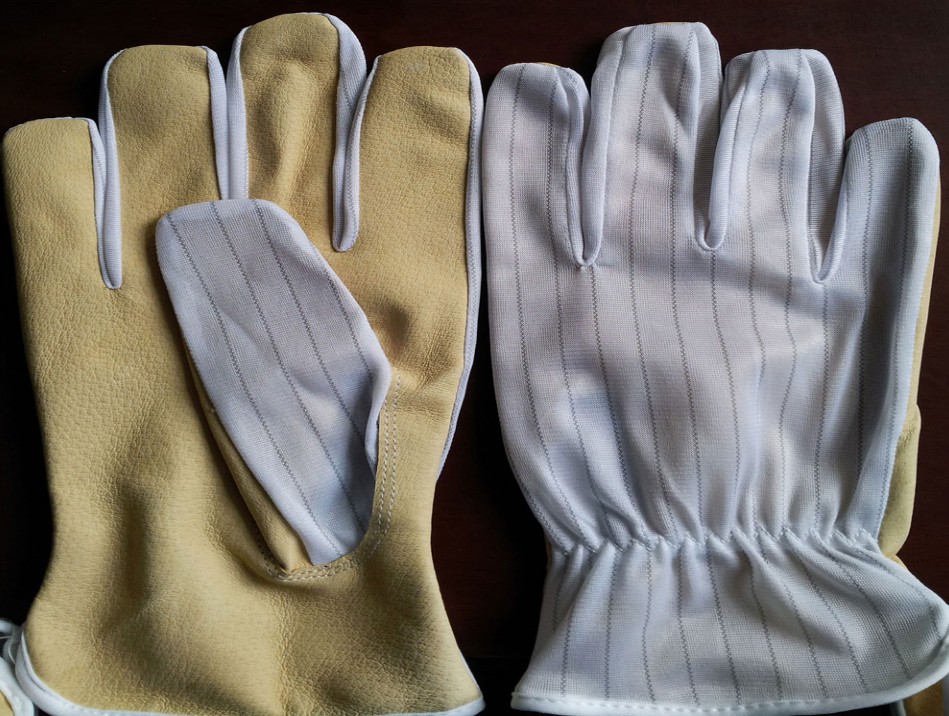 ถุงมือ ESD Fabric back and Leather Core Gloves 20361